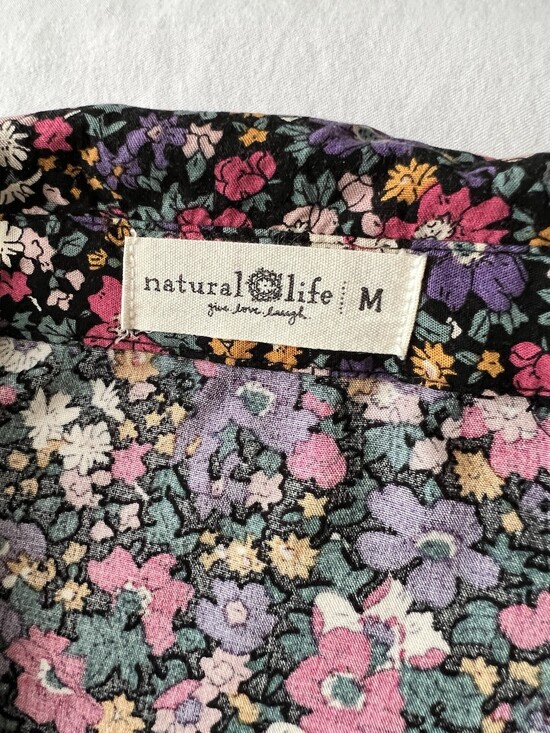 Natural Life Midi Dress Dark Floral Long Sleeve Med Cottage Boho - Picture 6 of 9